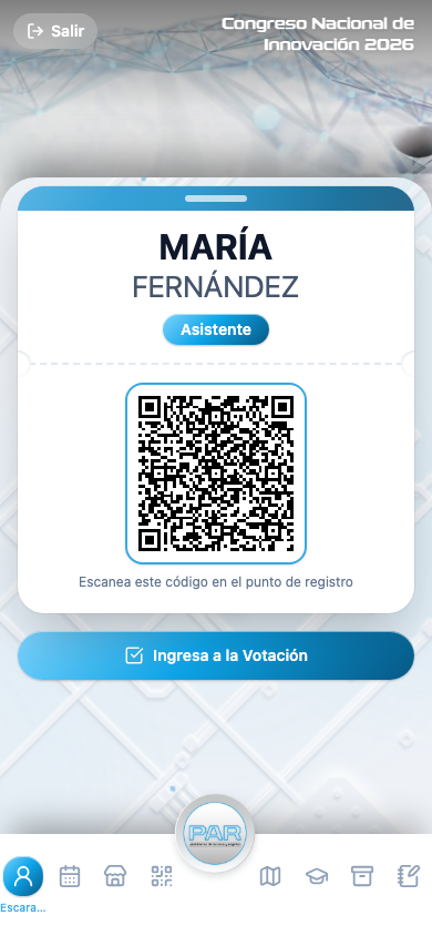Escarapela digital del participante